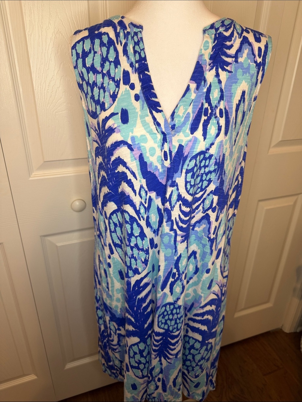 Lilly Pulitzer Blue & Aqua Printed V-Neck Midi Dress